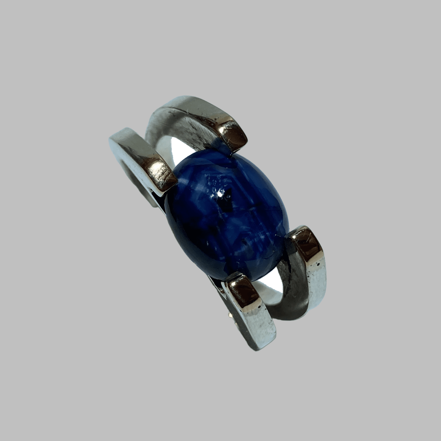 Bague Saphir étoile Et Diamants, Argent Sterling 925, Style Art Déco - Neuf Avec étiquettes