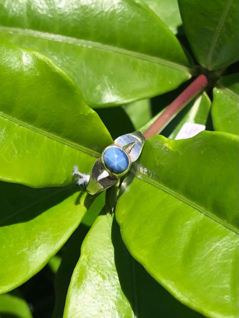 Bague Saphir étoile Bleue Lindy En Argent Sterling 925 - Saphir Naturel, Sertissage Griffes - Taille Personnalisable
